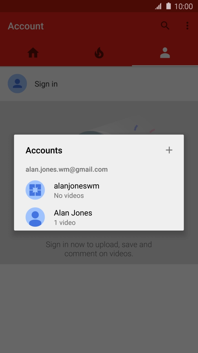 Press the required account.