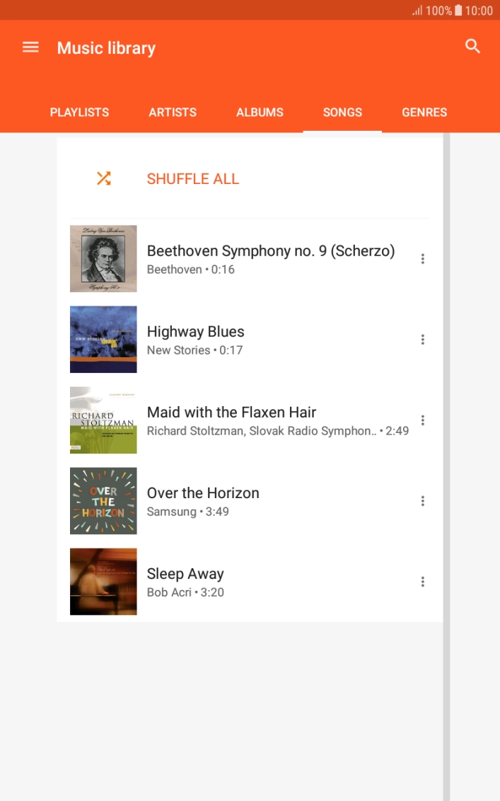 Press the required audio file.