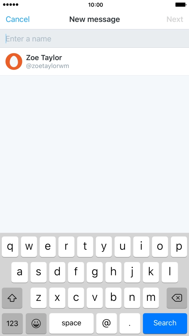 Press Enter a name and key in the first letters of the recipient's name.