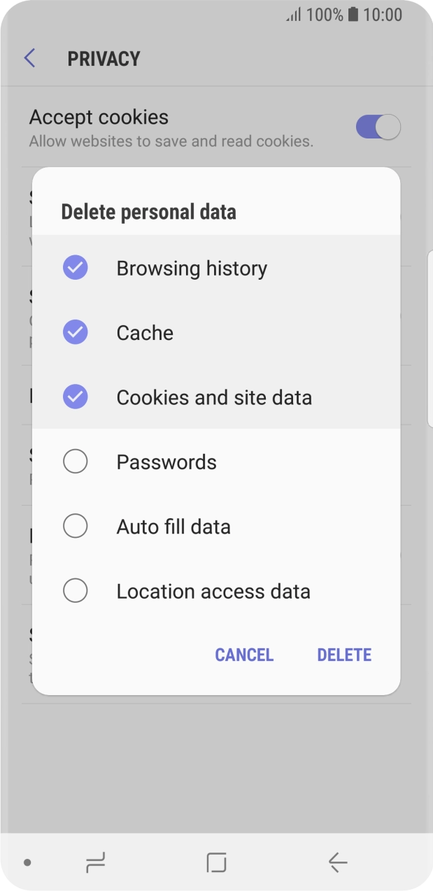 Press the required data types. Press the required data types.