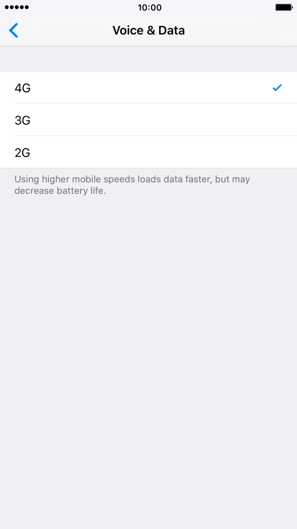 Press the required network mode.