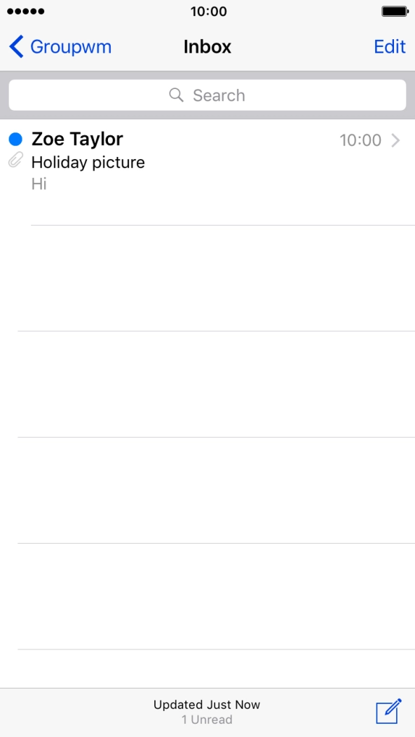 Press the new email icon. Press the new email icon.