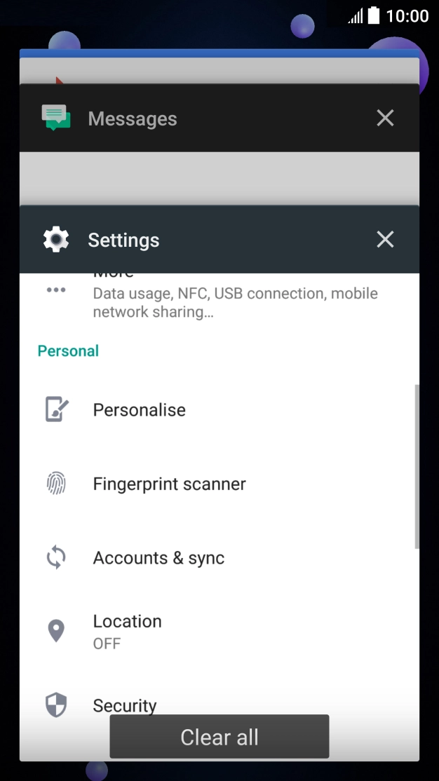To end one running application, slide your finger right on the required application. To end one running application, slide your finger right on the required application.
