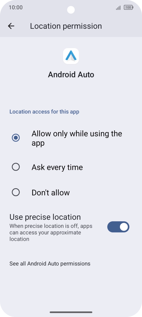 Press the required setting.