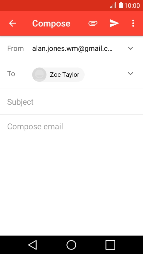 Press Subject and key in a subject for the email.