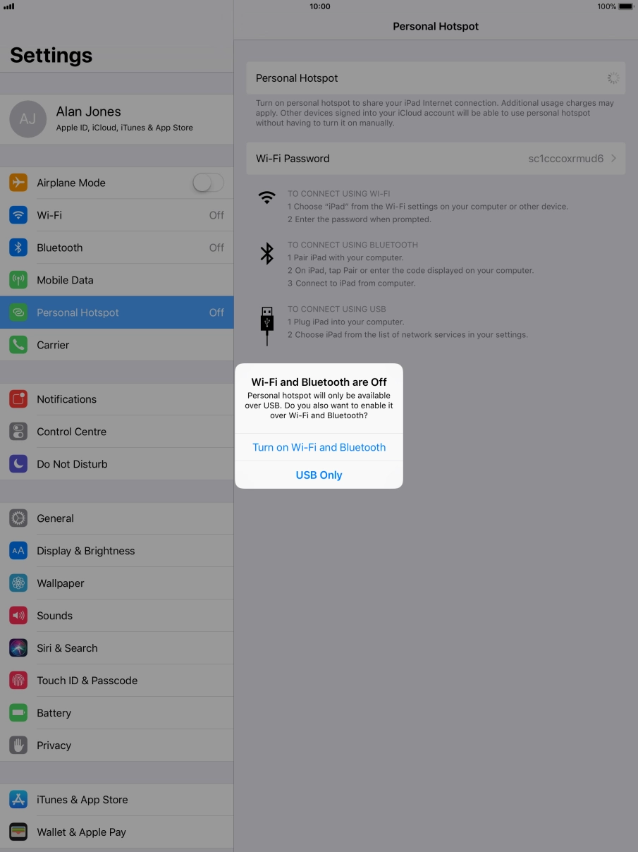 If Wi-Fi is turned off, press Turn on Wi-Fi and Bluetooth. If Wi-Fi is turned off, press Turn on Wi-Fi and Bluetooth.