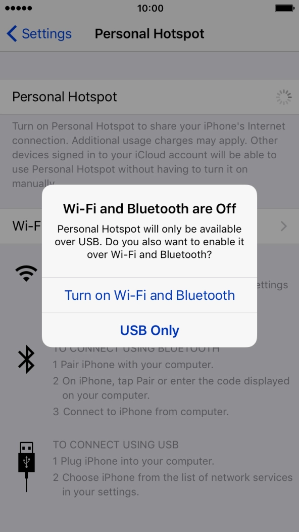 Press Turn on Wi-Fi and Bluetooth. Press Turn on Wi-Fi and Bluetooth.