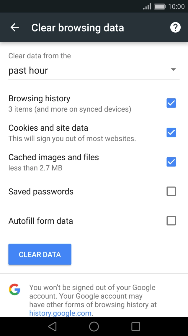 Press CLEAR DATA. Press CLEAR DATA.