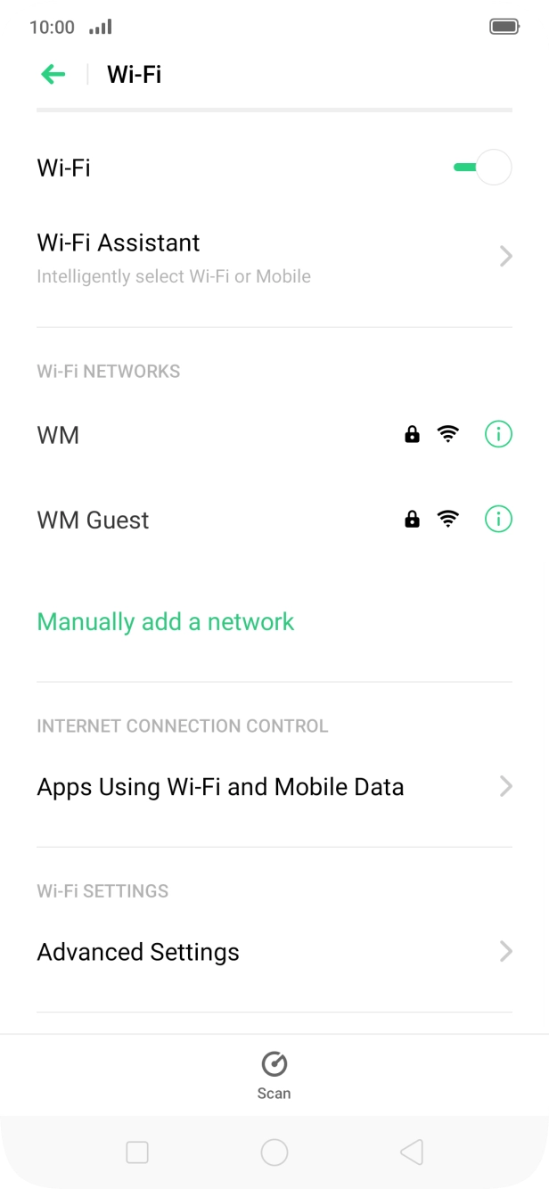 Press the required Wi-Fi network. Press the required Wi-Fi network.