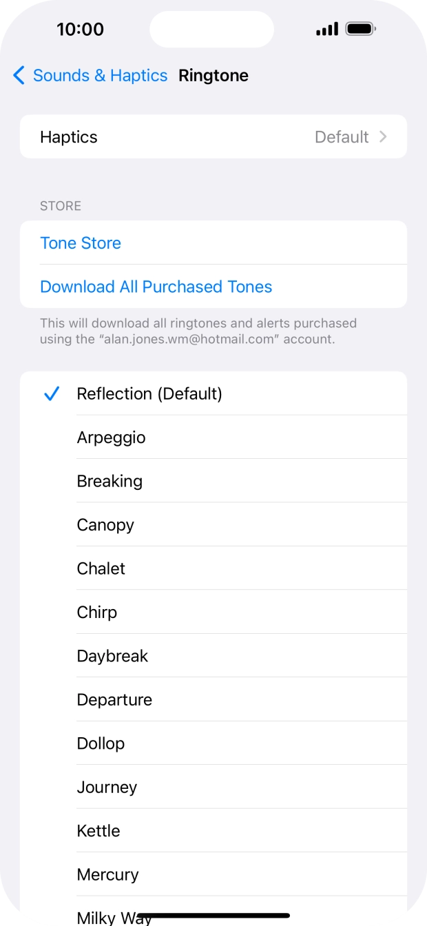 Press the different ring tones to hear them.