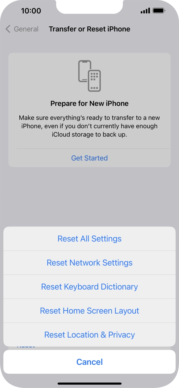 Press Reset All Settings. Press Reset All Settings.