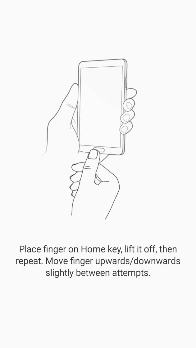 Follow the instructions on the screen to create the phone lock code using your fingerprint and create an extra phone lock code. Follow the instructions on the screen to create the phone lock code using your fingerprint and create an extra phone lock code.