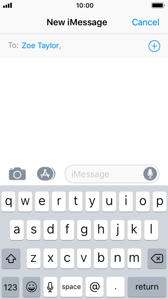 If the recipient can receive iMessages, iMessage is displayed in the text input field.