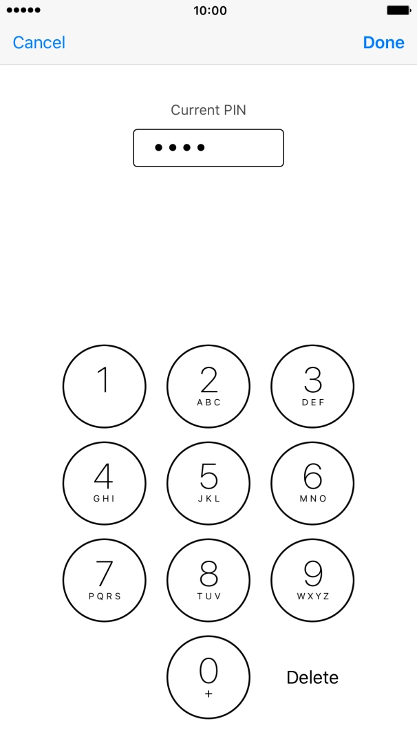 Key in your current PIN and press Done. Key in your current PIN and press Done.