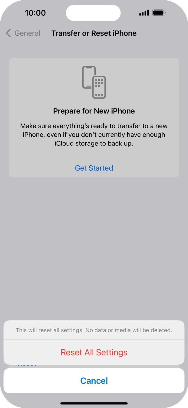 Press Reset All Settings. Press Reset All Settings.