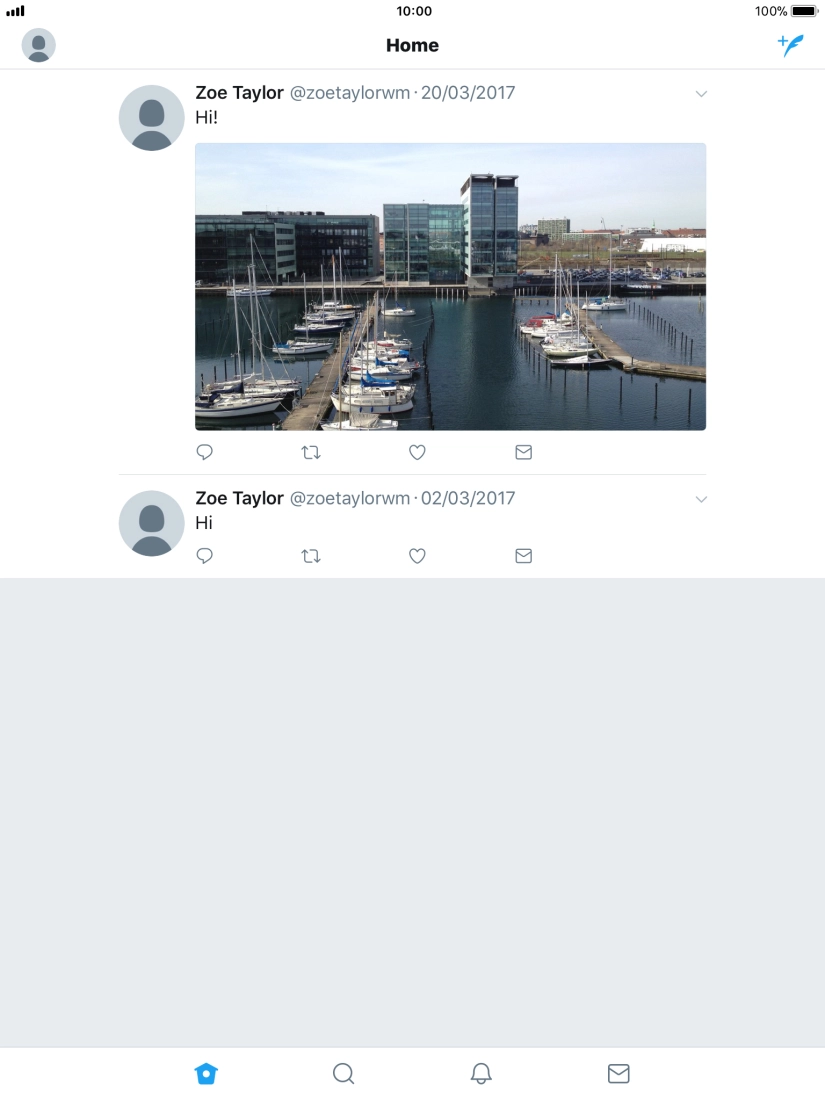 Press the new tweet icon. Press the new tweet icon.