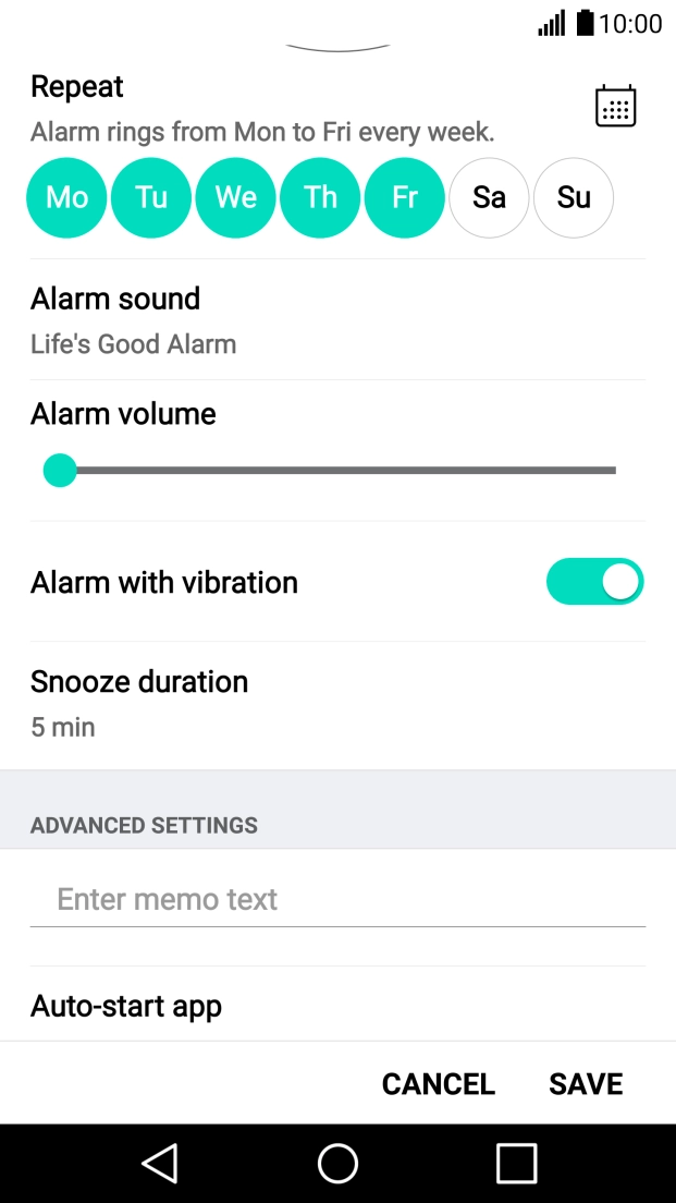 Press Alarm sound.