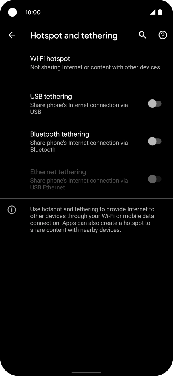 Press Wi-Fi hotspot. Press Wi-Fi hotspot.