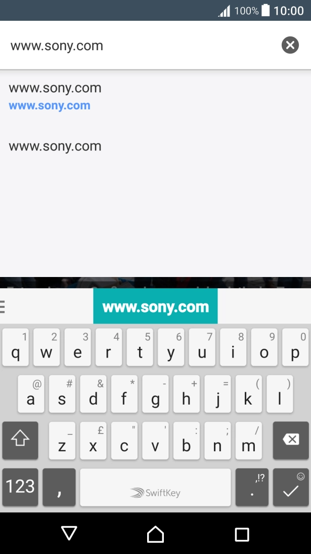 Key in the address of the required web page and press the confirm icon. Key in the address of the required web page and press the confirm icon.