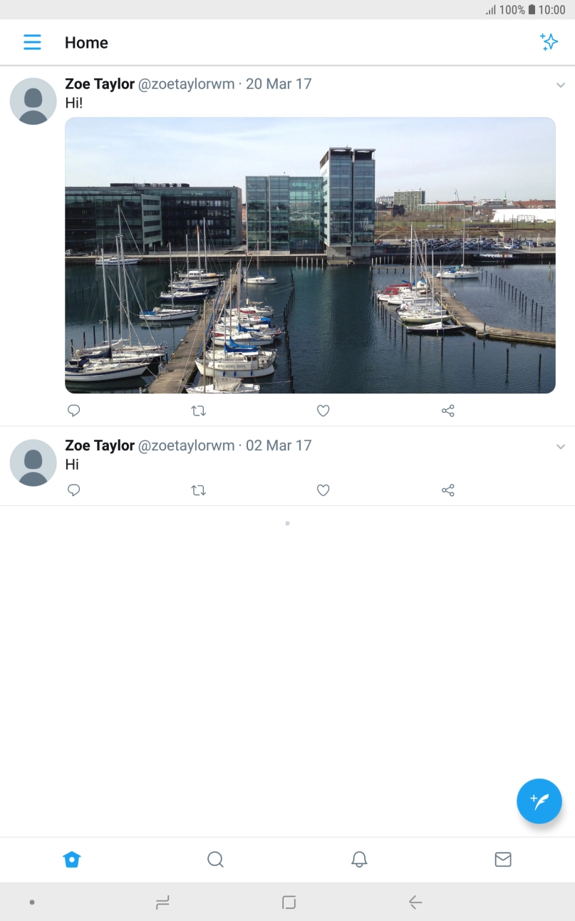 Press the new tweet icon. Press the new tweet icon.