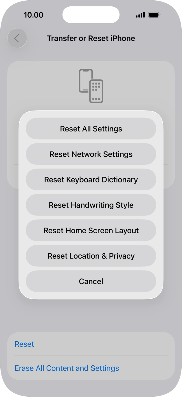 Press Reset All Settings. Press Reset All Settings.