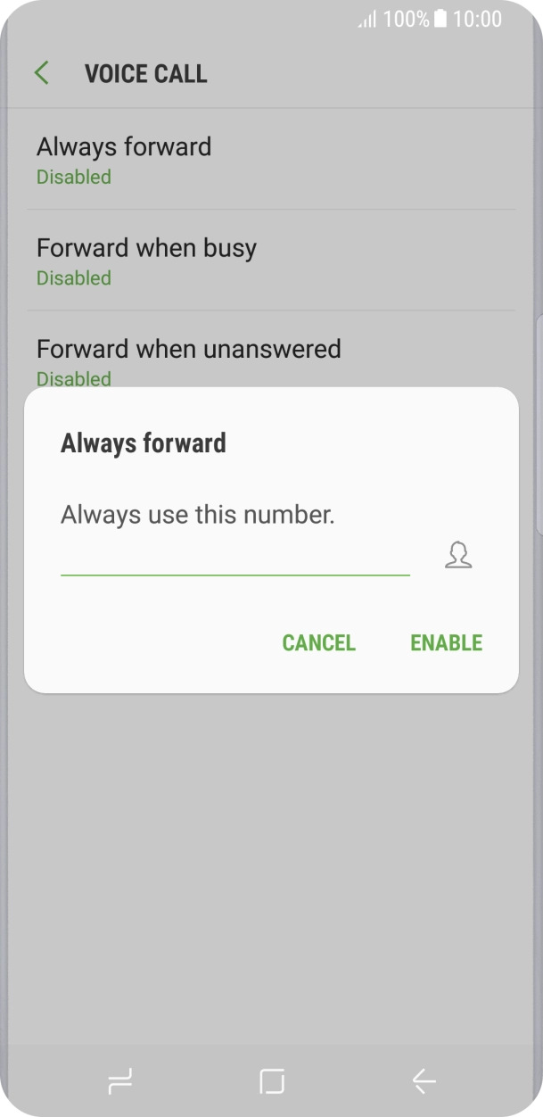 Key in +61101 and press ENABLE.