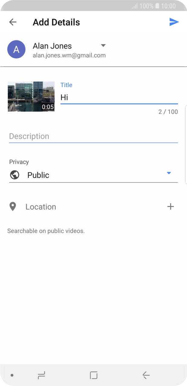 Key in the required text and press the upload icon.