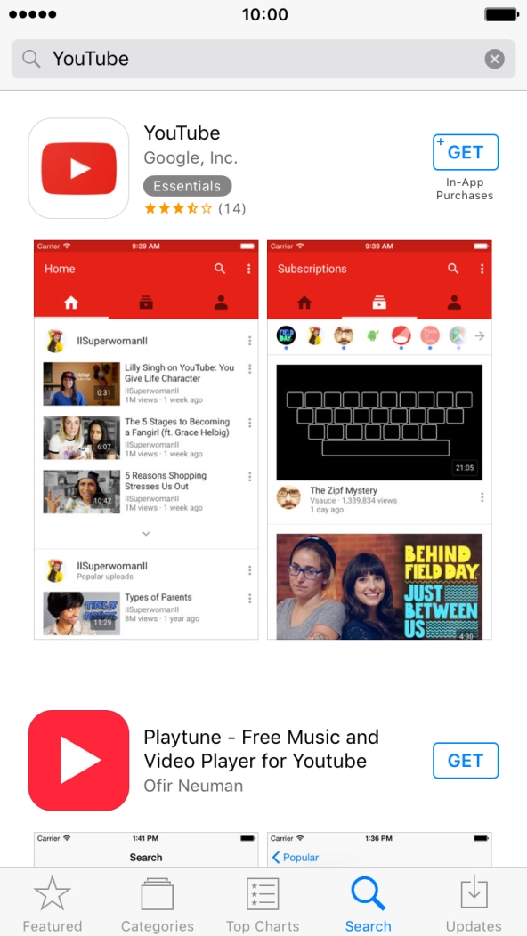 Press YouTube.