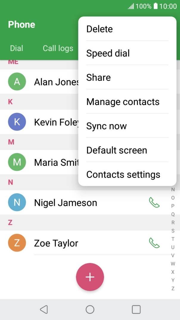 Press Manage contacts. Press Manage contacts.