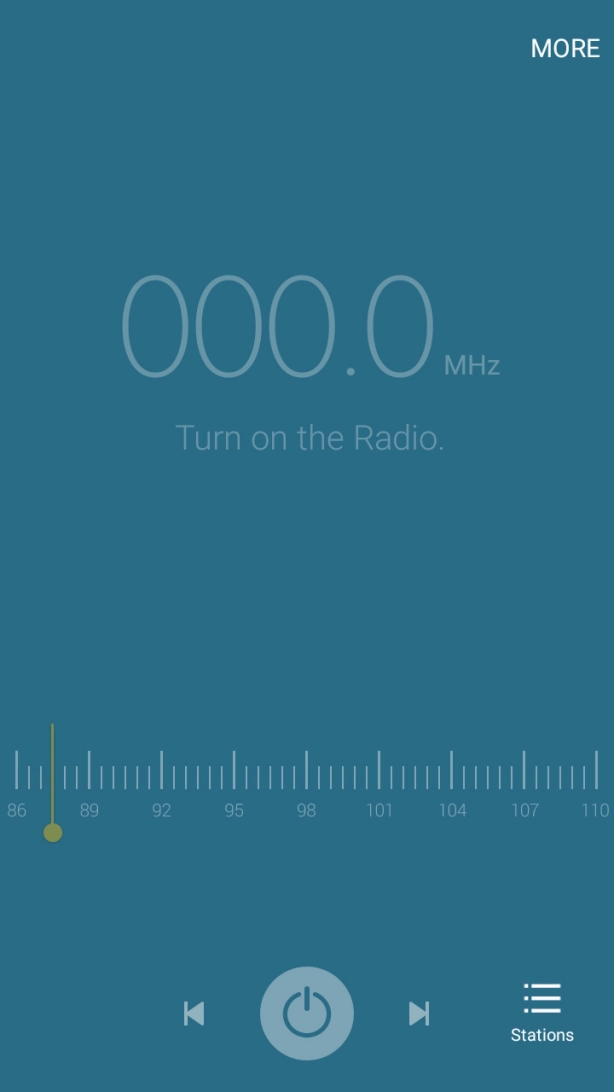 Press the power on icon and wait while the radio searches for channels.