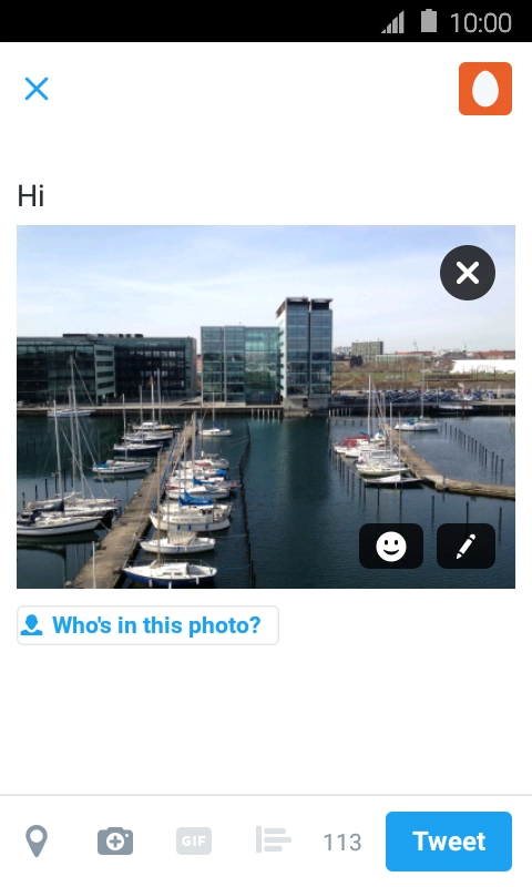Write the required text and press Tweet.