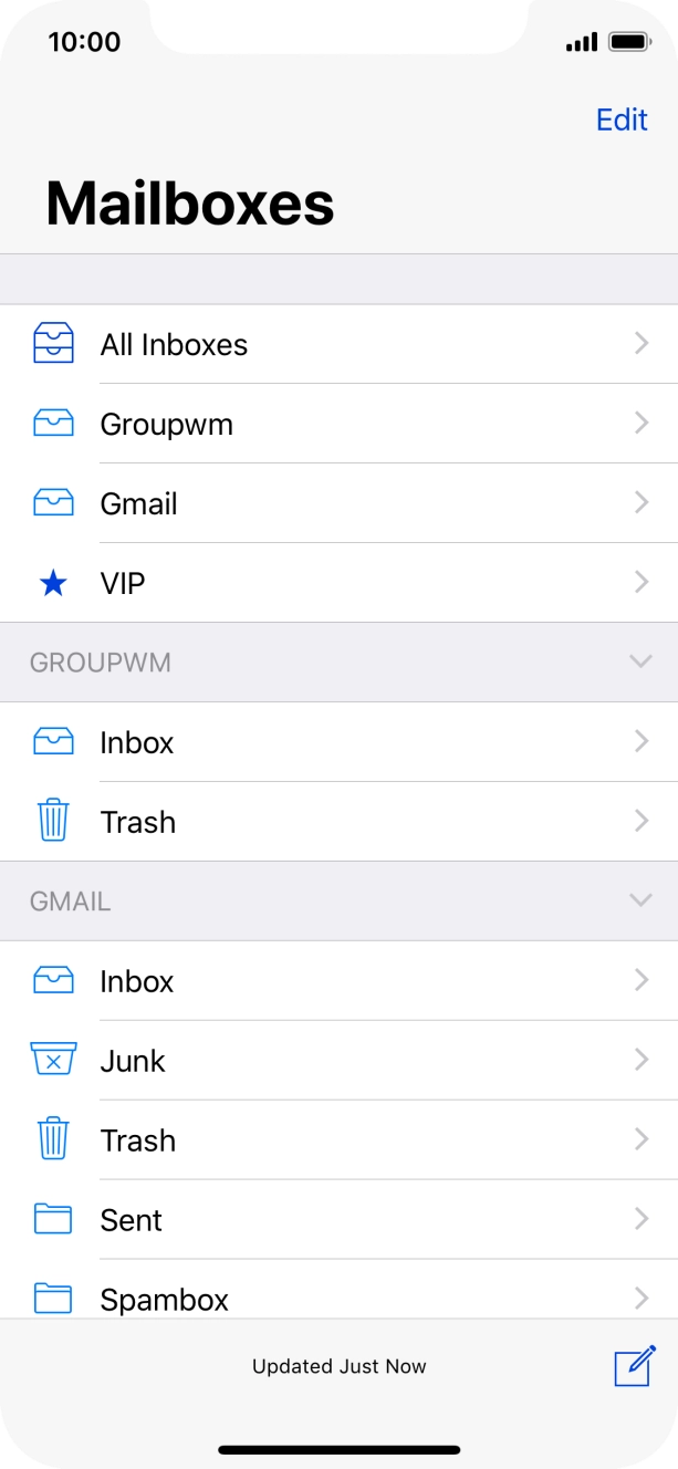 Press the required email account. Press the required email account.