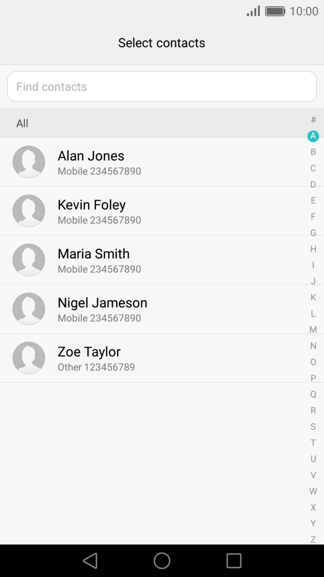 Press the required contact. Press the required contact.