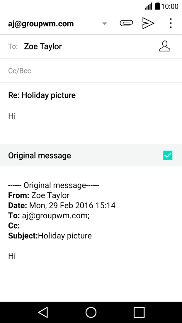 Write the text for your reply and press the send icon.
