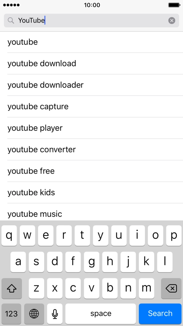 Key in YouTube and press Search. Key in YouTube and press Search.