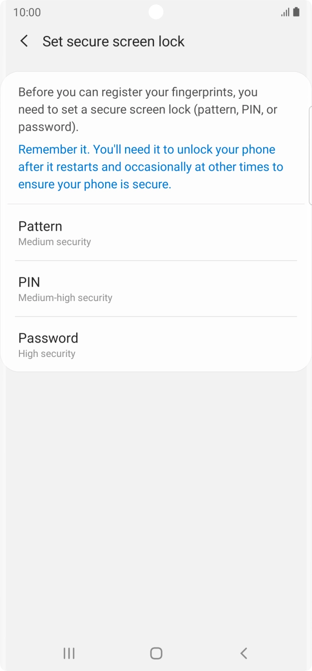 Press the required phone lock code and follow the instructions on the screen to create an additional phone lock code.