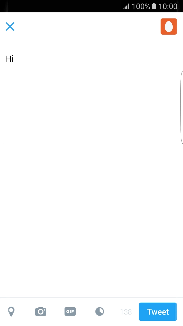 Write the required text and press Tweet. Write the required text and press Tweet.