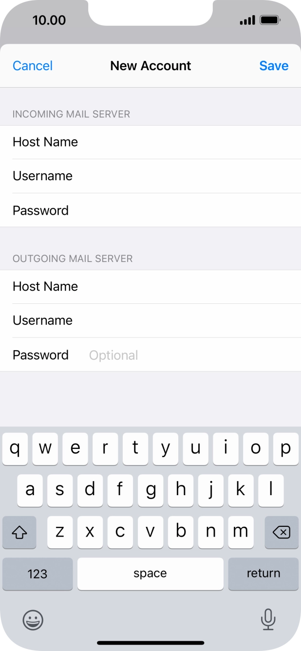 Press Password and key in the password for your email account. Press Password and key in the password for your email account.