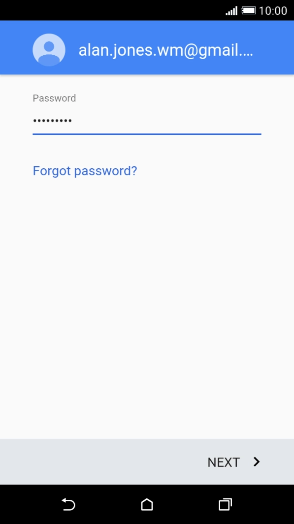 Press NEXT and follow the instructions on the screen to select settings for your Google account.