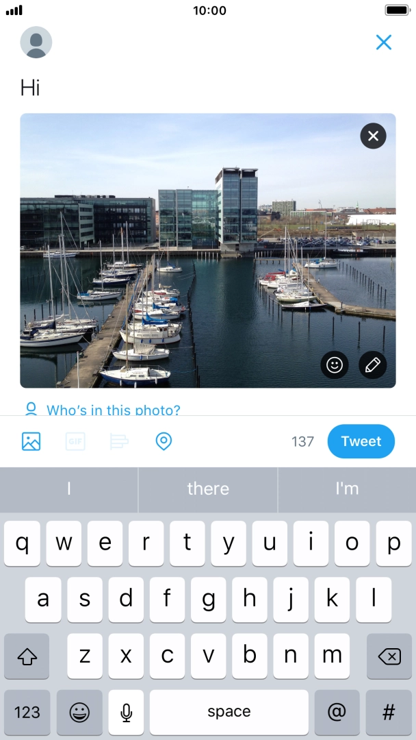 Write the required text and press Tweet. Write the required text and press Tweet.