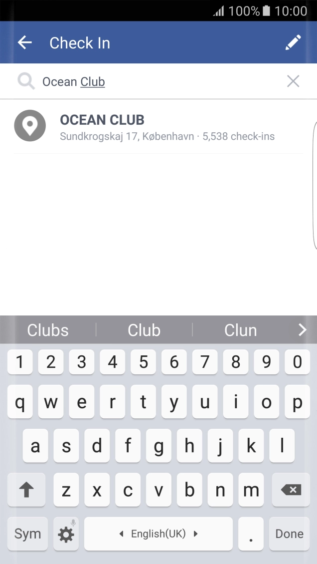 Press the required location.