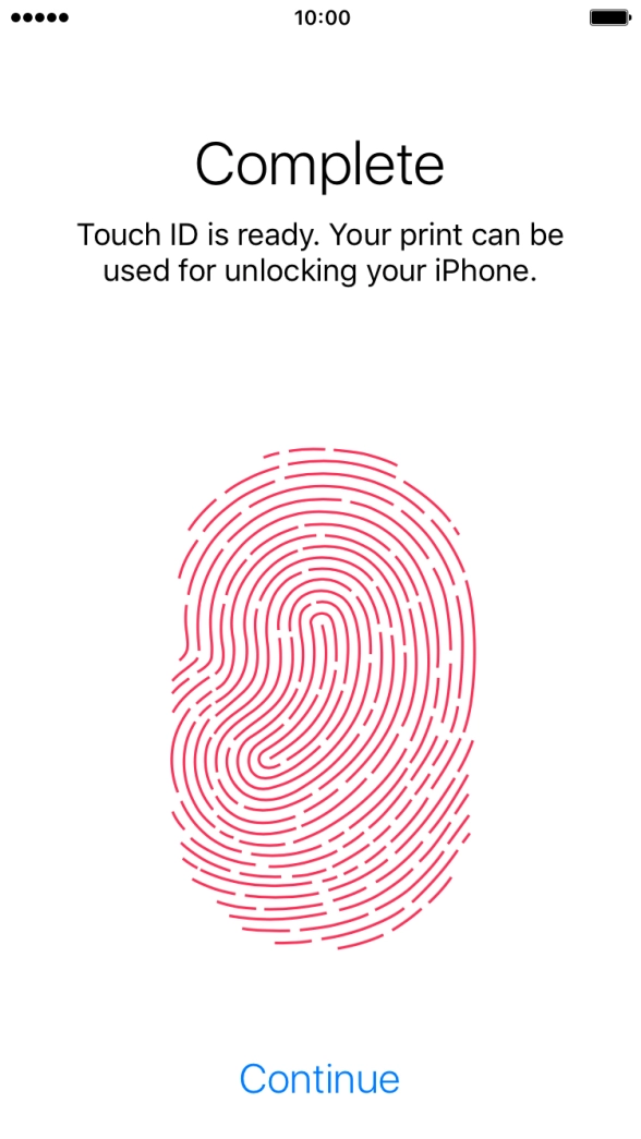 Press Continue. If you haven't previously selected a phone lock code, key in a code of your own choice twice.