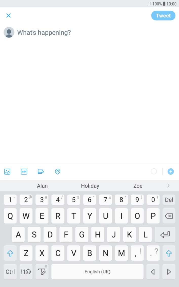 Press the text input field. Press the text input field.