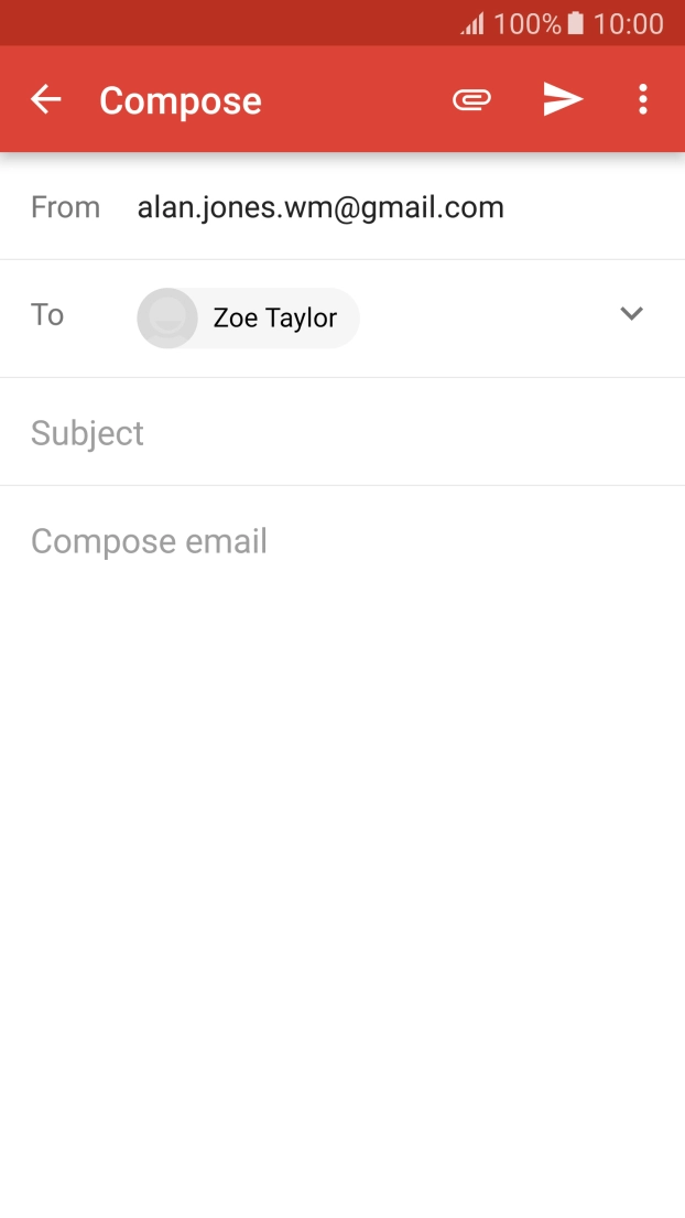 Press Subject and key in a subject for the email.