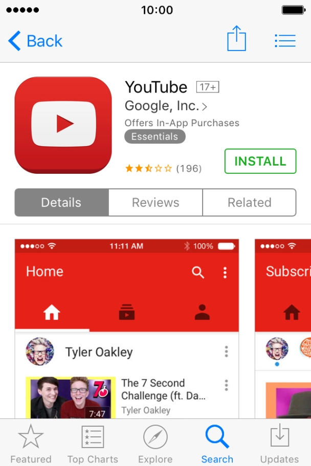 Press INSTALL and wait while YouTube is installed. Press INSTALL and wait while YouTube is installed.