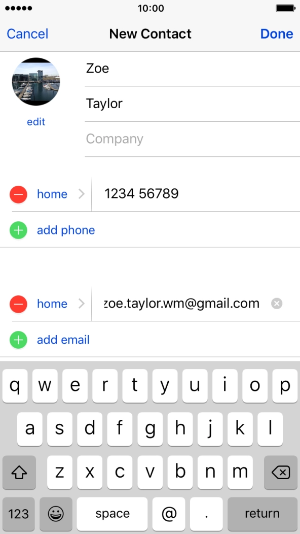 Press the field next to the email address.
