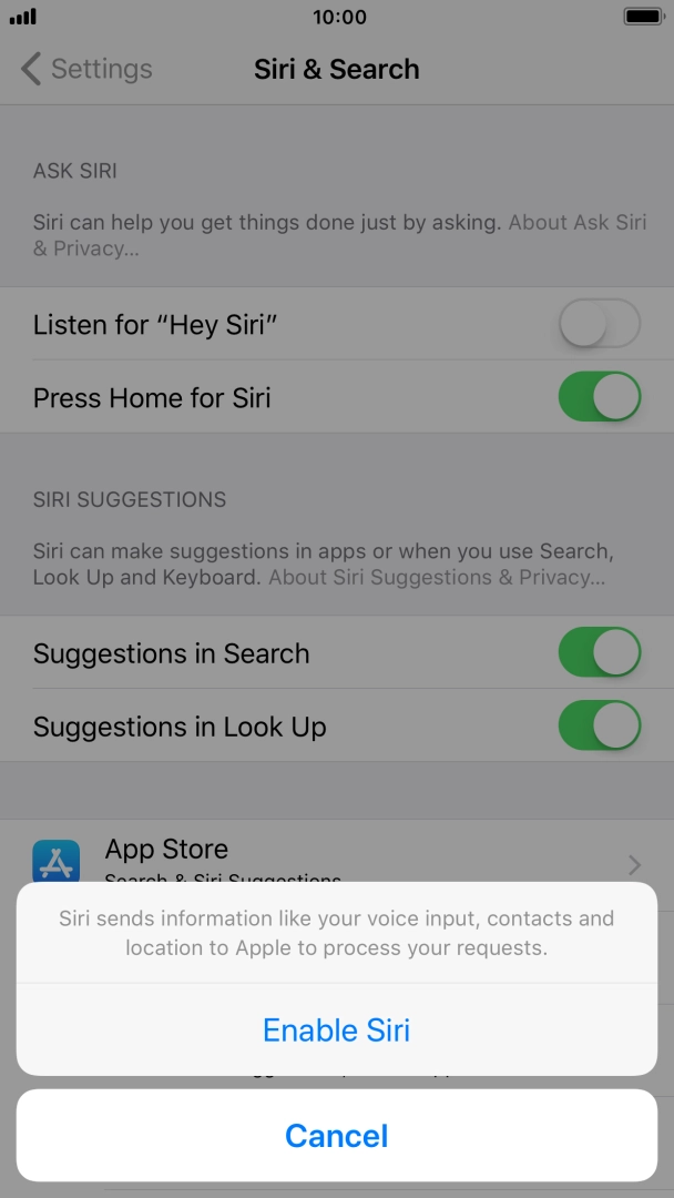 Press Enable Siri. Press Enable Siri.