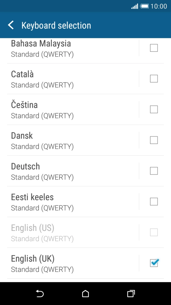 Press the field next to the required language to add it as a writing language.