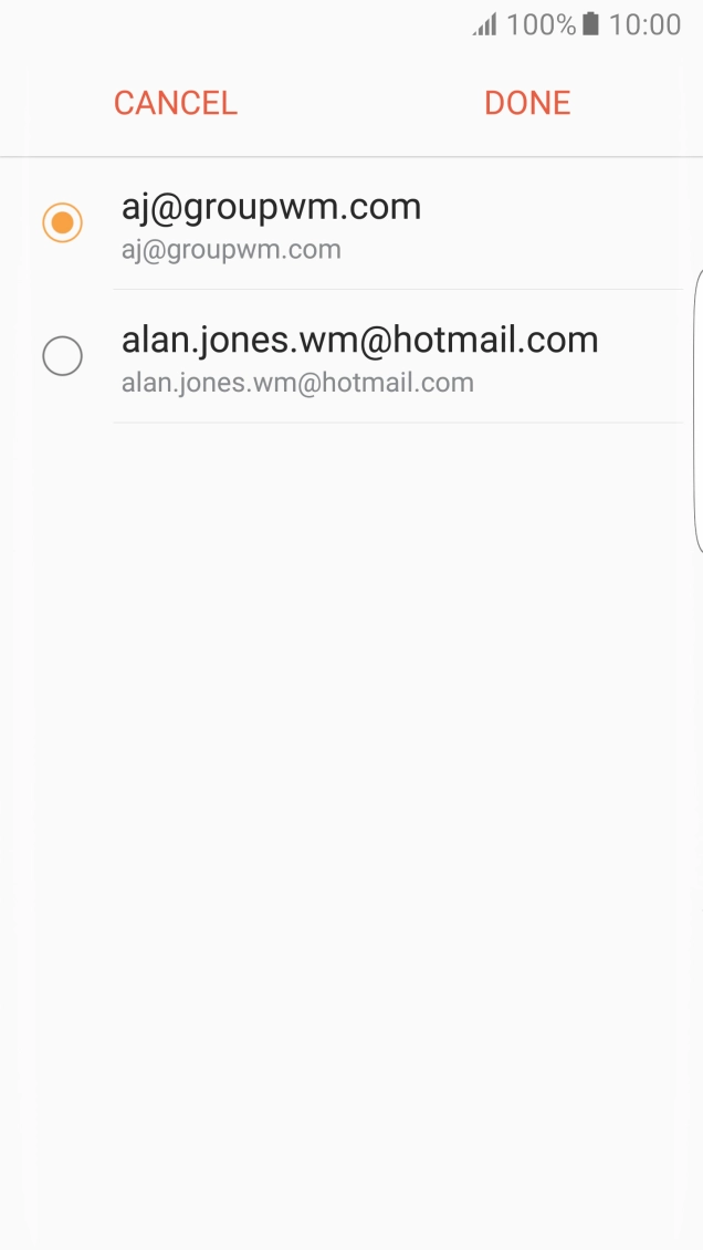 Press the required email account. Press the required email account.