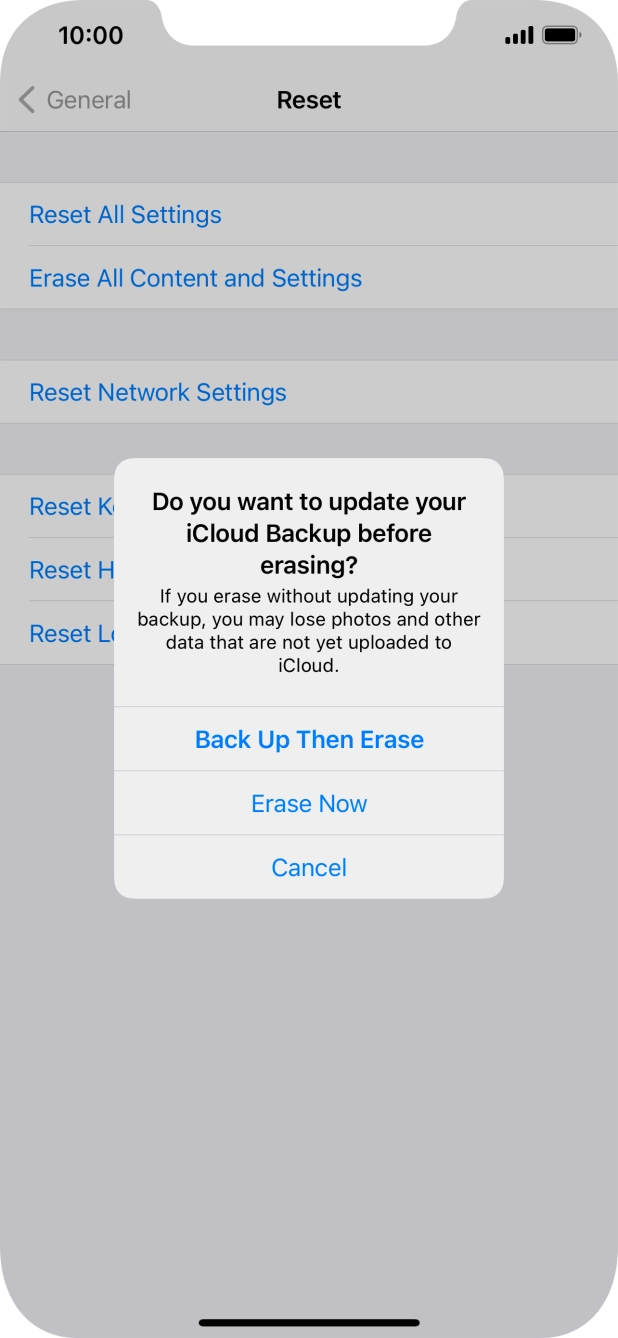 Press the required setting. Press the required setting.